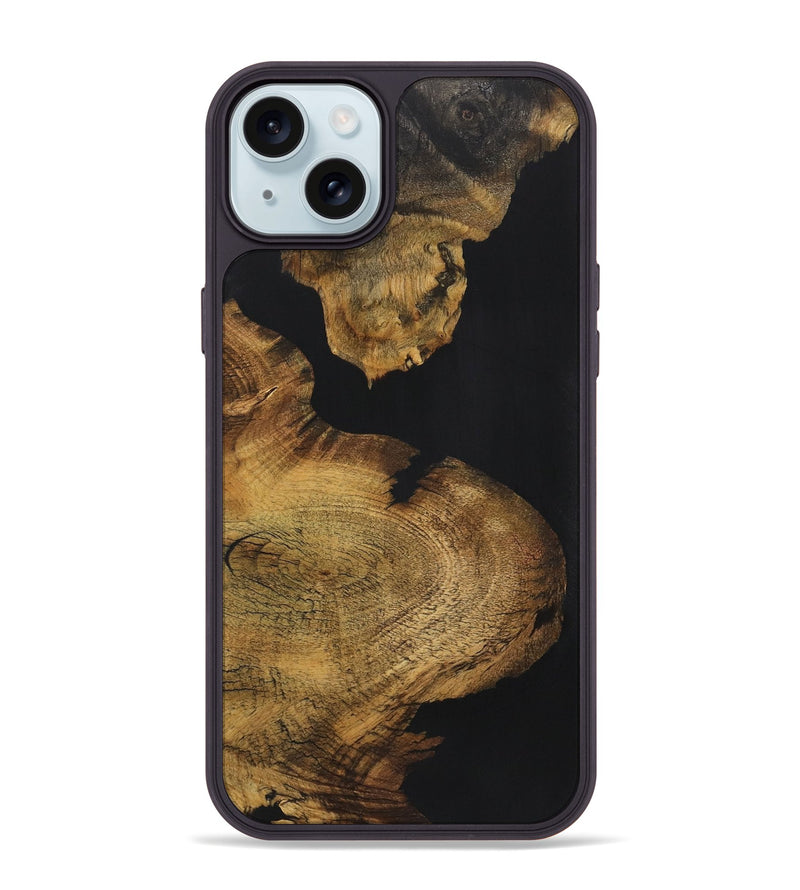 iPhone 15 Plus Wood+Resin Phone Case - Horace (Pure Black, 721984)