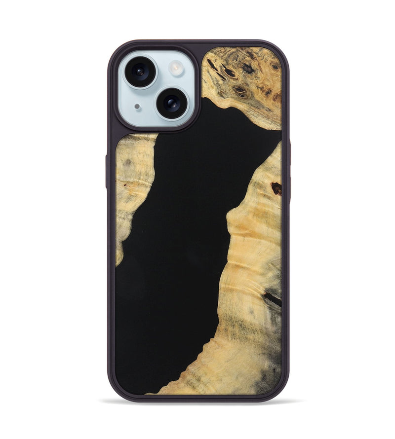 iPhone 15 Wood+Resin Phone Case - Fern (Pure Black, 721985)