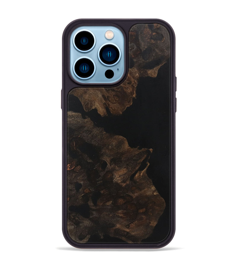 iPhone 14 Pro Max Wood+Resin Phone Case - Mikaela (Pure Black, 721986)