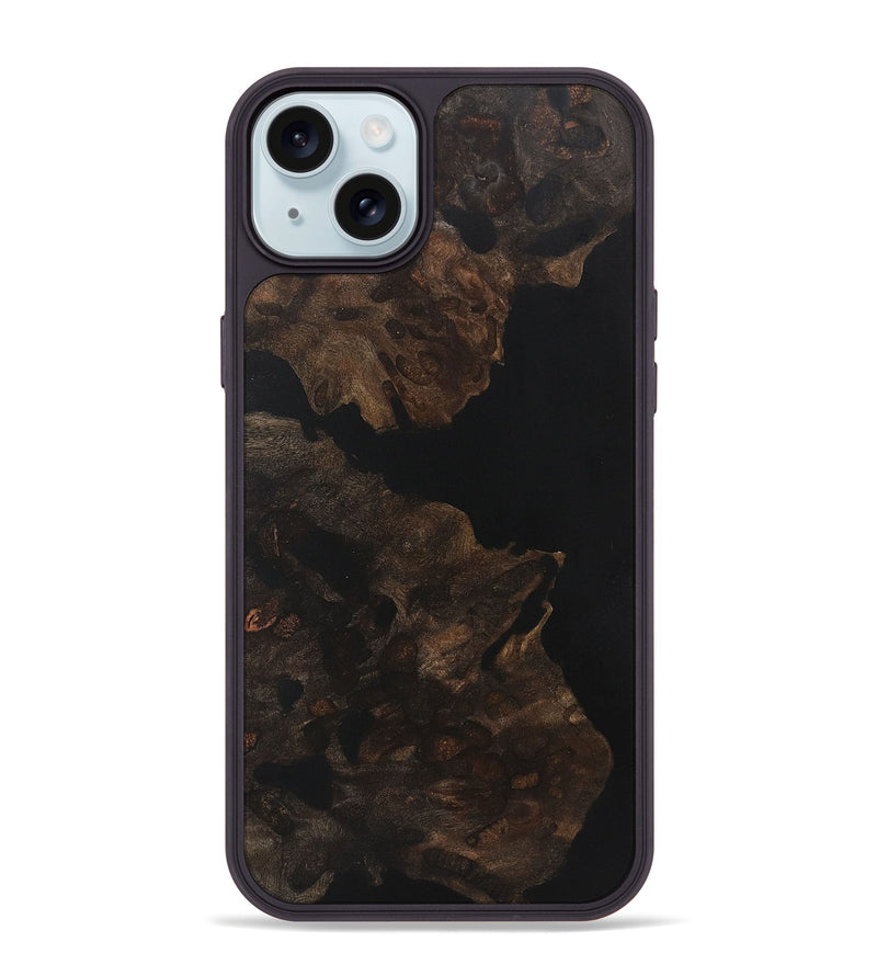 iPhone 15 Plus Wood+Resin Phone Case - Mikaela (Pure Black, 721986)