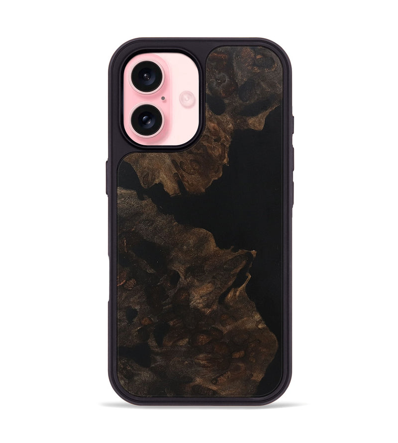 iPhone 16 Wood+Resin Phone Case - Mikaela (Pure Black, 721986)