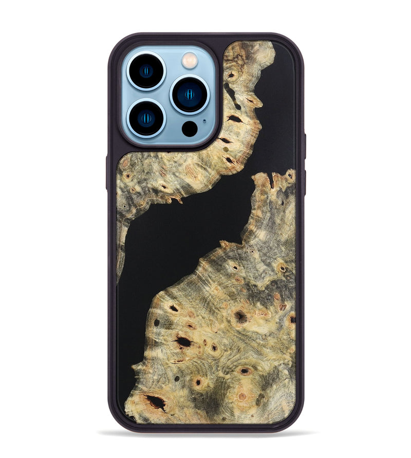 iPhone 14 Pro Max Wood+Resin Phone Case - Adelaide (Pure Black, 721987)