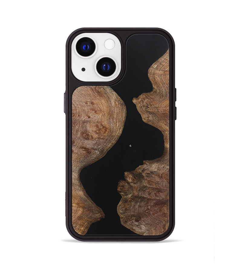 iPhone 13 Wood+Resin Phone Case - Amy (Pure Black, 721988)