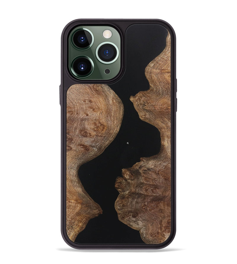 iPhone 13 Pro Max Wood+Resin Phone Case - Amy (Pure Black, 721988)