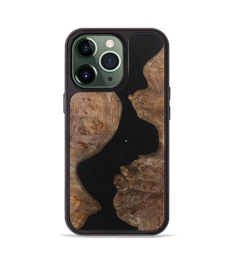 iPhone 13 Pro Wood+Resin Phone Case - Amy (Pure Black, 721988)