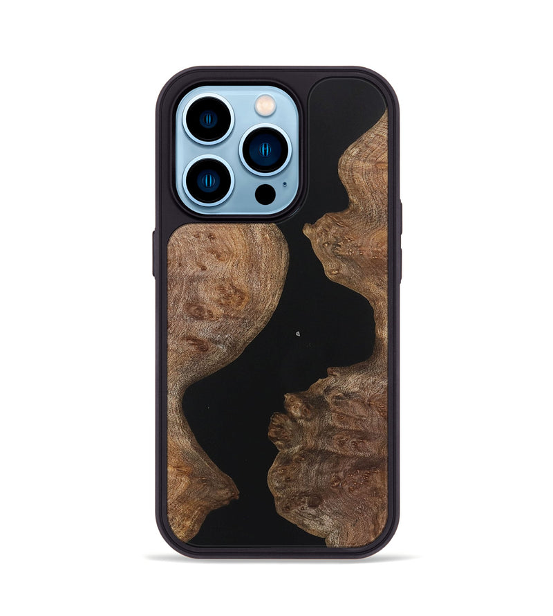 iPhone 14 Pro Wood+Resin Phone Case - Amy (Pure Black, 721988)