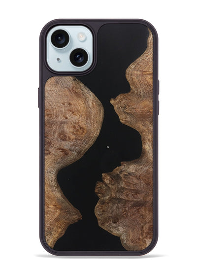 iPhone 15 Plus Wood+Resin Phone Case - Amy (Pure Black, 721988)