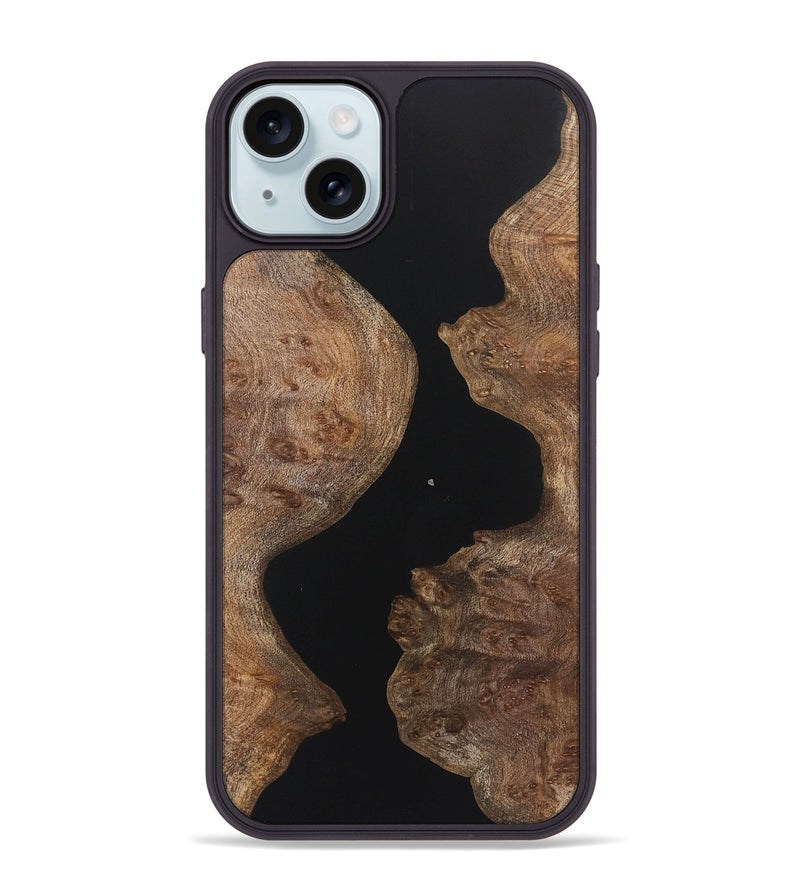 iPhone 15 Plus Wood+Resin Phone Case - Amy (Pure Black, 721988)