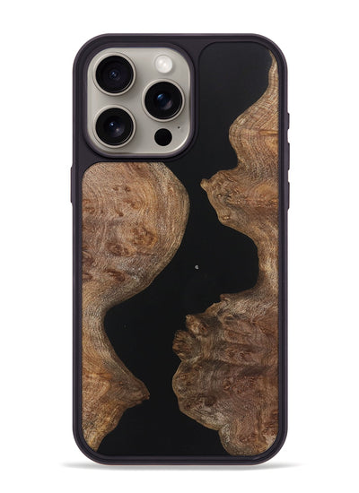 iPhone 15 Pro Max Wood+Resin Phone Case - Amy (Pure Black, 721988)