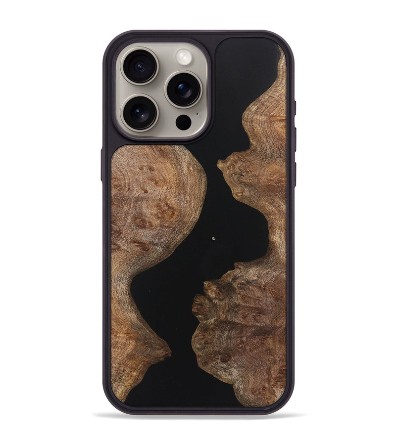 iPhone 15 Pro Max Wood+Resin Phone Case - Amy (Pure Black, 721988)