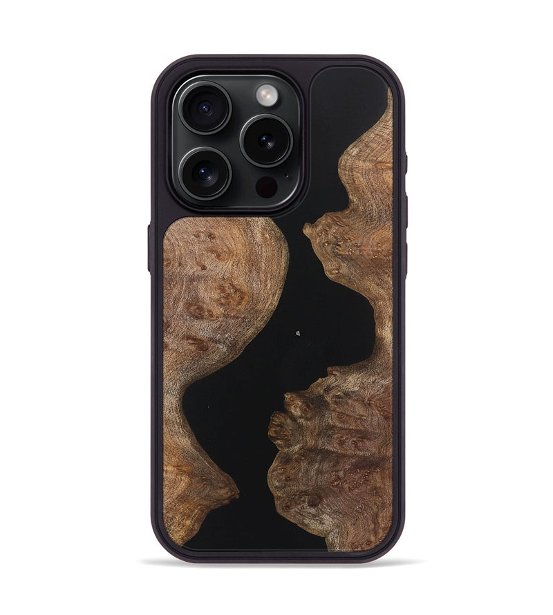 iPhone 15 Pro Wood+Resin Phone Case - Amy (Pure Black, 721988)