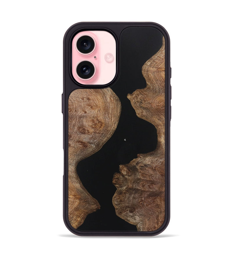 iPhone 16 Wood+Resin Phone Case - Amy (Pure Black, 721988)