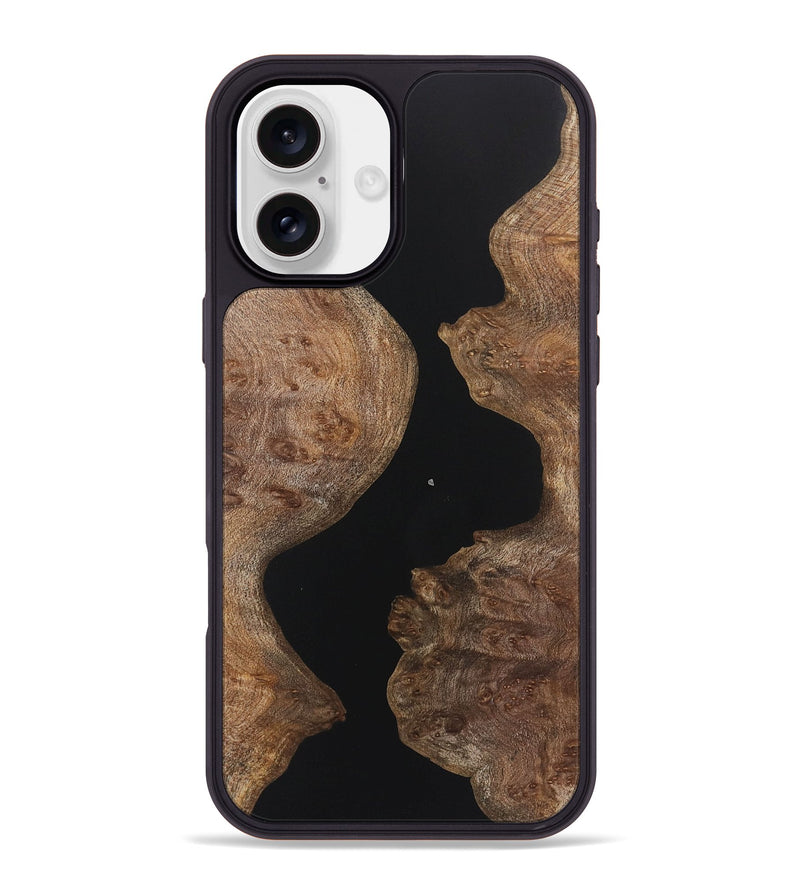 iPhone 16 Plus Wood+Resin Phone Case - Amy (Pure Black, 721988)