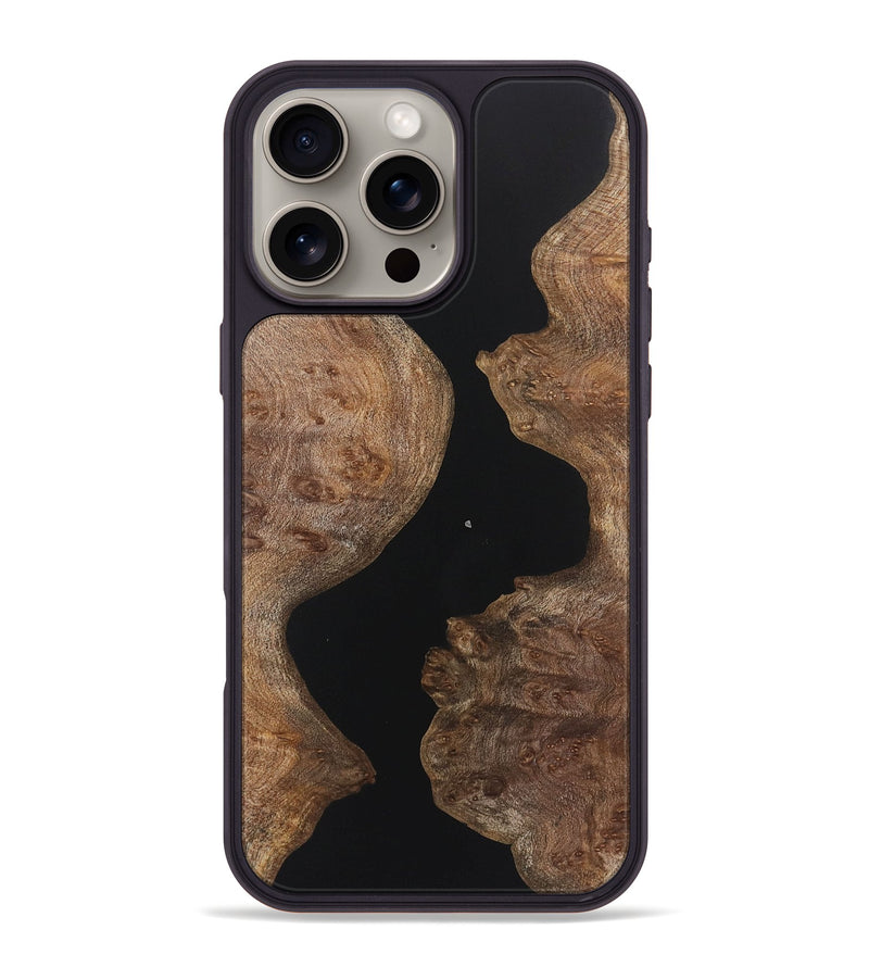 iPhone 16 Pro Max Wood+Resin Phone Case - Amy (Pure Black, 721988)