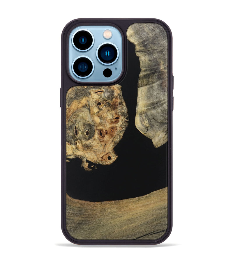 iPhone 14 Pro Max Wood+Resin Phone Case - Shannon (Pure Black, 721989)