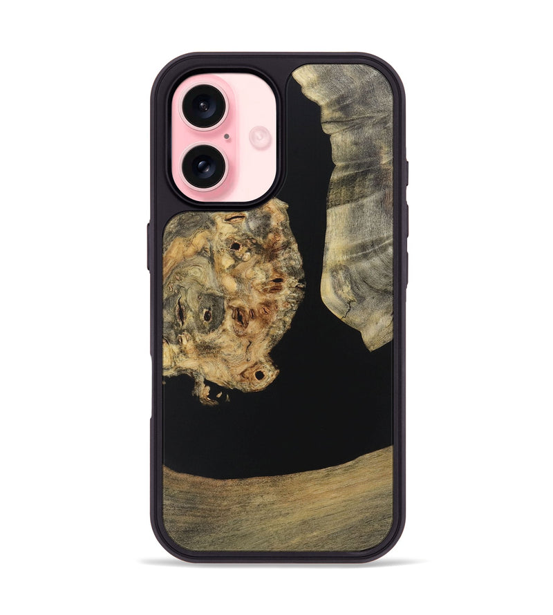 iPhone 16 Wood+Resin Phone Case - Shannon (Pure Black, 721989)