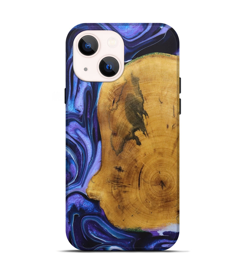 iPhone 14 Wood+Resin Live Edge Phone Case - Kelly (Purple, 722006)