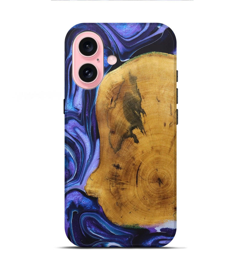 iPhone 16 Wood+Resin Live Edge Phone Case - Kelly (Purple, 722006)