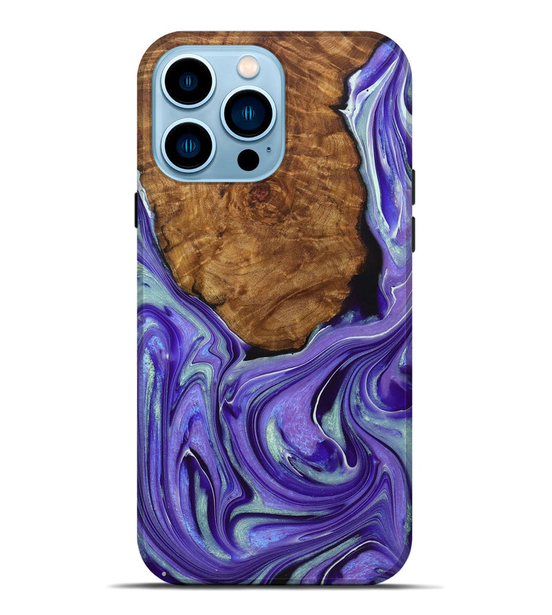 iPhone 14 Pro Max Wood+Resin Live Edge Phone Case - Carissa (Purple, 722007)