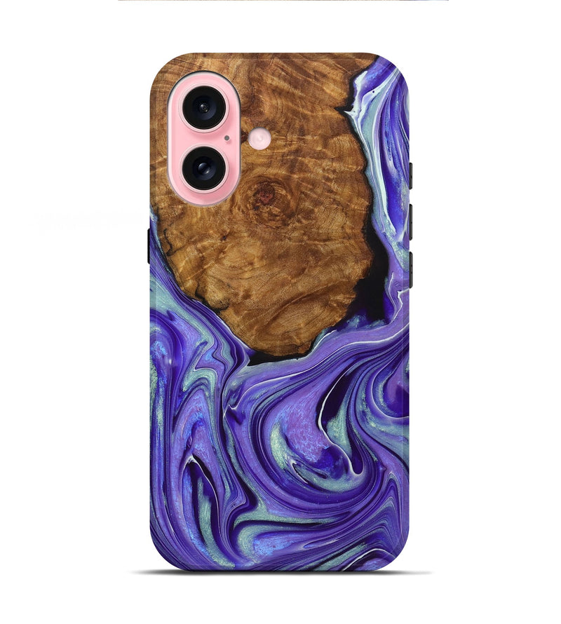 iPhone 16 Wood+Resin Live Edge Phone Case - Carissa (Purple, 722007)