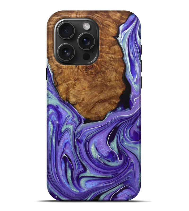 iPhone 16 Pro Max Wood+Resin Live Edge Phone Case - Carissa (Purple, 722007)