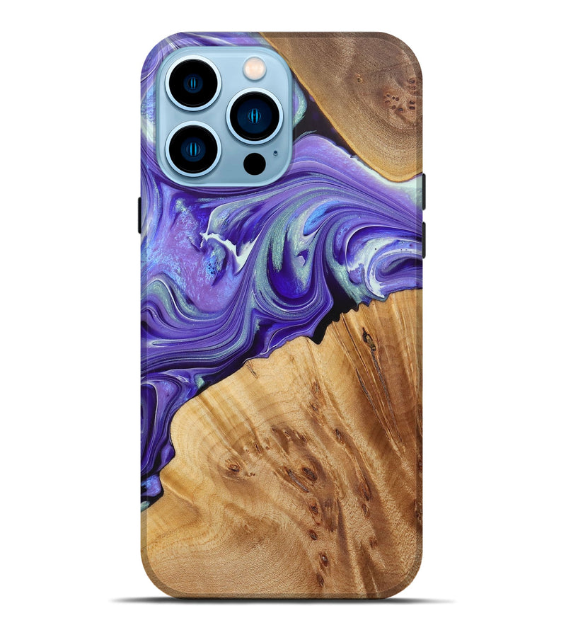 iPhone 14 Pro Max Wood+Resin Live Edge Phone Case - Millie (Purple, 722008)