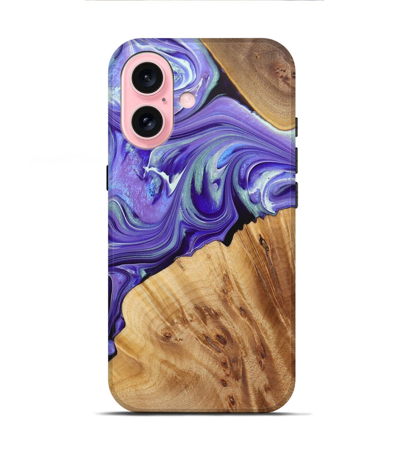 iPhone 16 Wood+Resin Live Edge Phone Case - Millie (Purple, 722008)