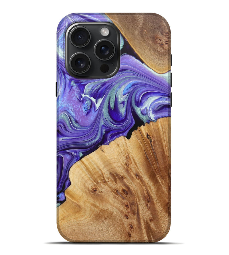 iPhone 16 Pro Max Wood+Resin Live Edge Phone Case - Millie (Purple, 722008)