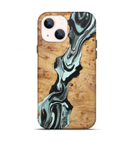 iPhone 13 Wood+Resin Live Edge Phone Case - Estelle (Green, 722018)