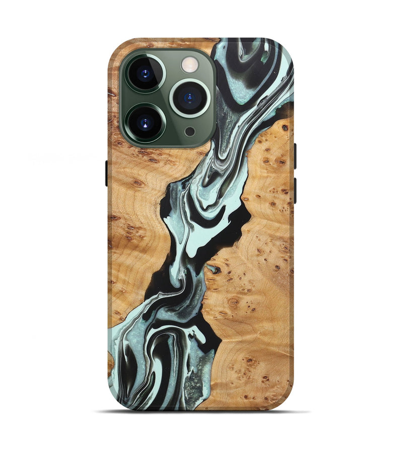 iPhone 13 Pro Wood+Resin Live Edge Phone Case - Estelle (Green, 722018)