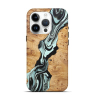 iPhone 15 Pro Wood+Resin Live Edge Phone Case - Estelle (Green, 722018)