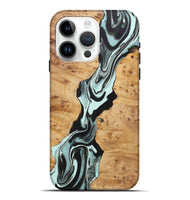 iPhone 15 Pro Max Wood+Resin Live Edge Phone Case - Estelle (Green, 722018)