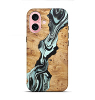 iPhone 16 Wood+Resin Live Edge Phone Case - Estelle (Green, 722018)