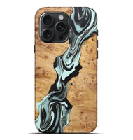 iPhone 16 Pro Max Wood+Resin Live Edge Phone Case - Estelle (Green, 722018)