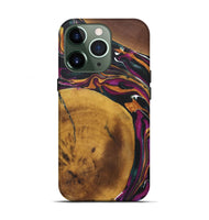 iPhone 13 Pro Wood+Resin Live Edge Phone Case - Sutton (Teal & Gold, 722019)