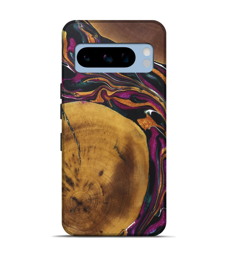 Pixel 8 Pro Wood+Resin Live Edge Phone Case - Sutton (Teal & Gold, 722019)