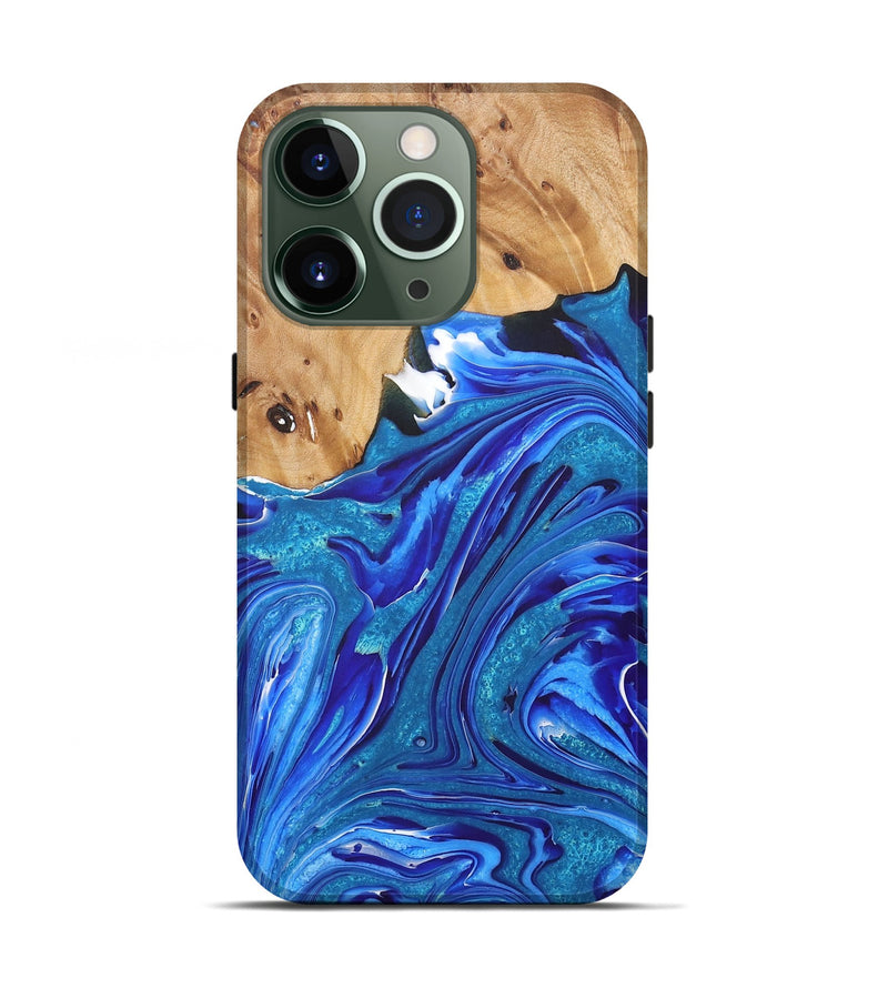 iPhone 13 Pro Wood+Resin Live Edge Phone Case - Isaac (Blue, 722020)