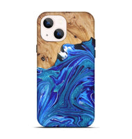 iPhone 14 Wood+Resin Live Edge Phone Case - Isaac (Blue, 722020)