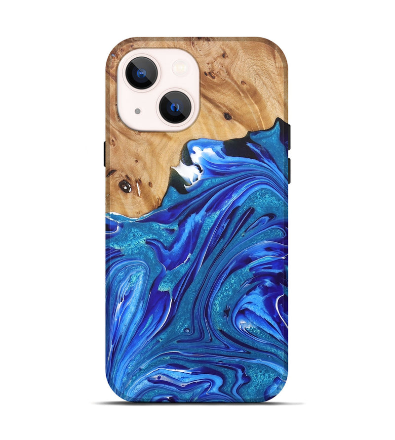 iPhone 14 Wood+Resin Live Edge Phone Case - Isaac (Blue, 722020)