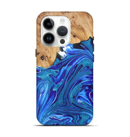 iPhone 15 Pro Wood+Resin Live Edge Phone Case - Isaac (Blue, 722020)