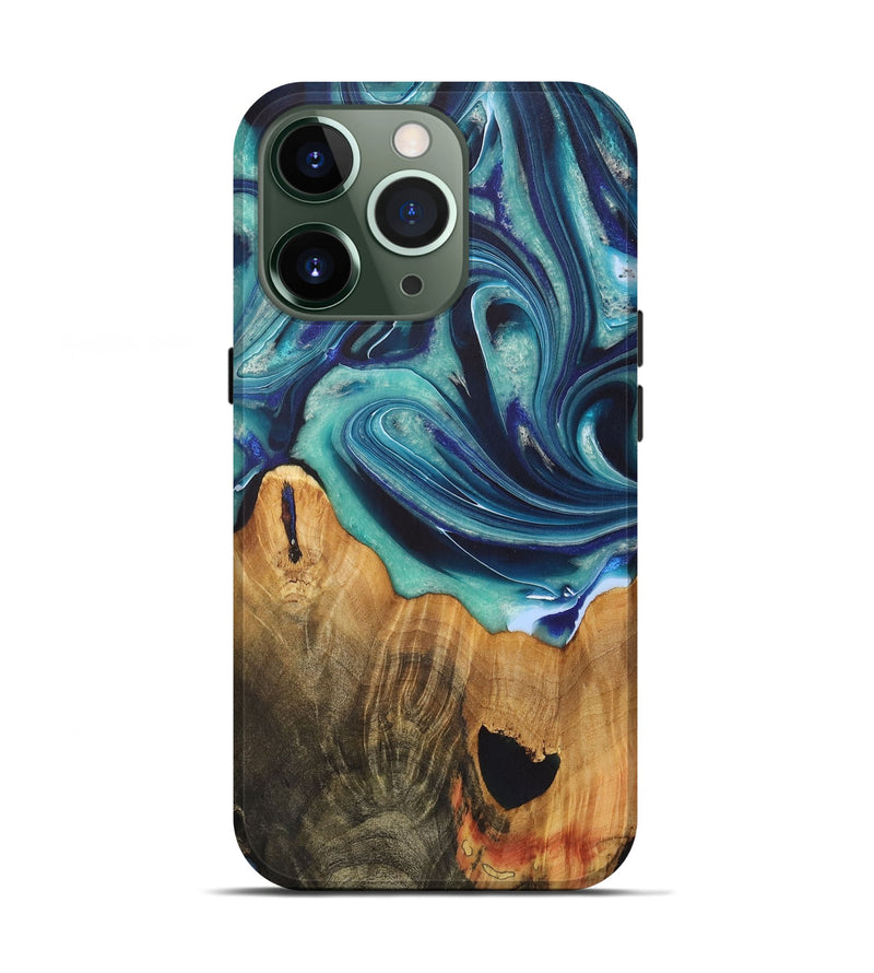 iPhone 13 Pro Wood+Resin Live Edge Phone Case - Odin (Blue, 722021)