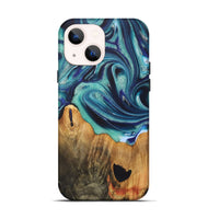 iPhone 14 Wood+Resin Live Edge Phone Case - Odin (Blue, 722021)