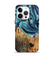 iPhone 15 Pro Wood+Resin Live Edge Phone Case - Odin (Blue, 722021)