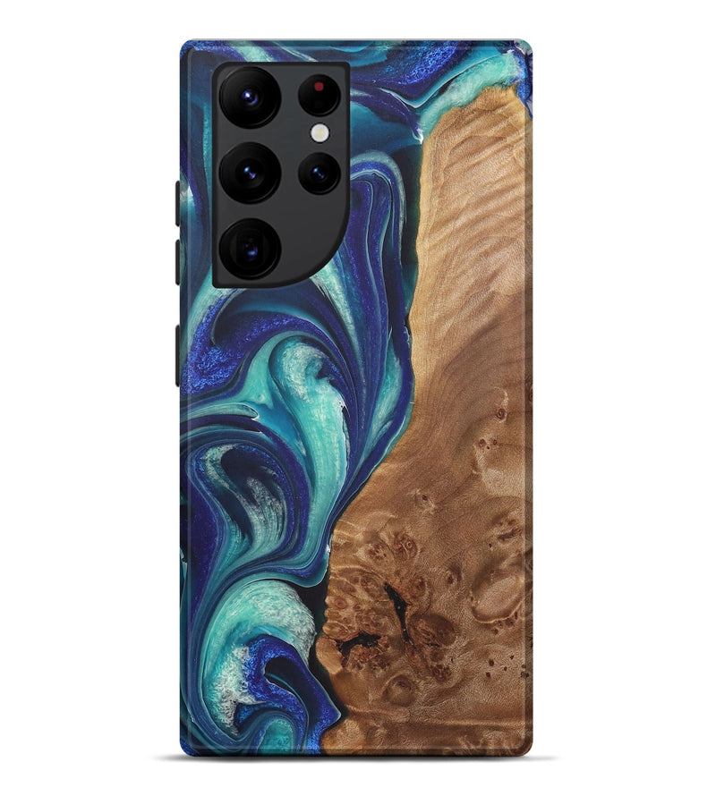 Galaxy S22 Ultra Wood+Resin Live Edge Phone Case - Maria (Blue, 722022)