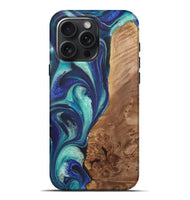 iPhone 16 Pro Max Wood+Resin Live Edge Phone Case - Maria (Blue, 722022)