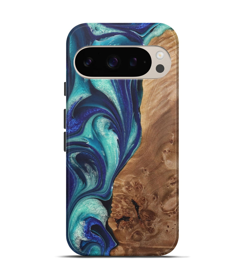 Pixel 9 Wood+Resin Live Edge Phone Case - Maria (Blue, 722022)