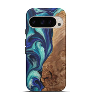 Pixel 9 Pro Wood+Resin Live Edge Phone Case - Maria (Blue, 722022)