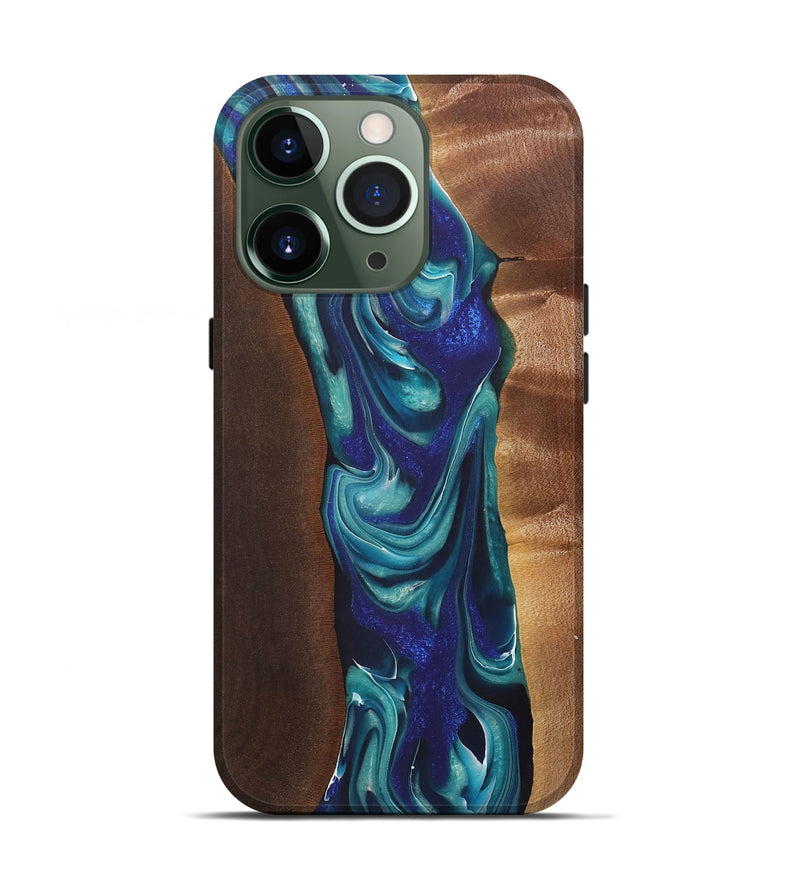 iPhone 13 Pro Wood+Resin Live Edge Phone Case - Clifton (Blue, 722023)