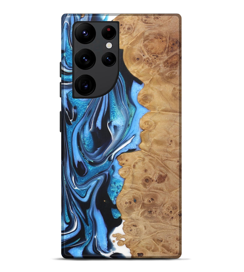 Galaxy S22 Ultra Wood+Resin Live Edge Phone Case - Charity (Blue, 722024)