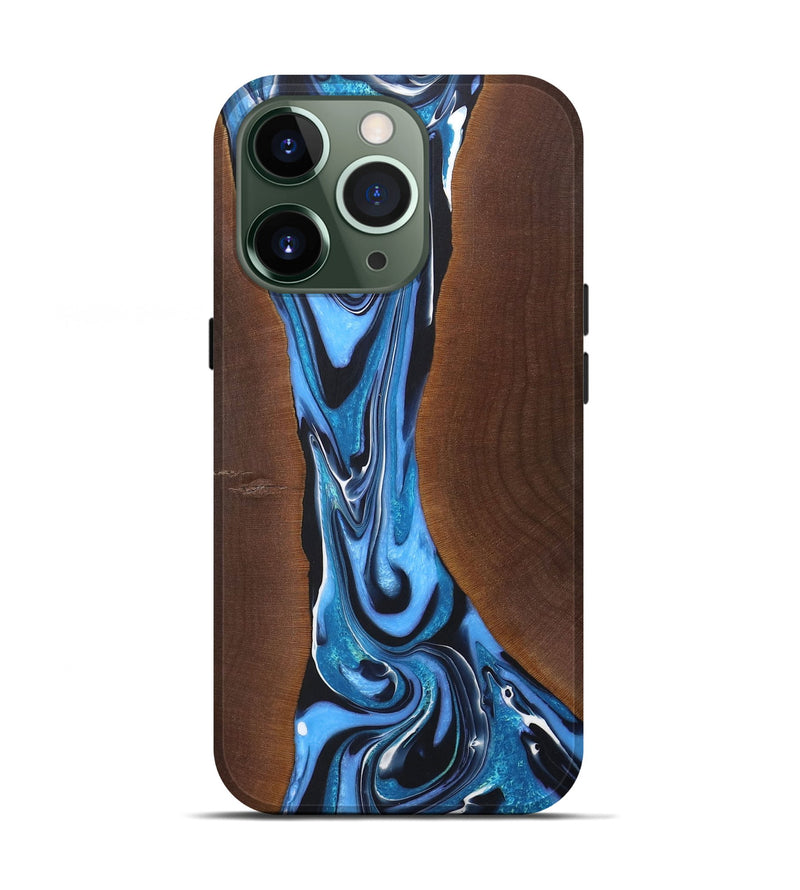 iPhone 13 Pro Wood+Resin Live Edge Phone Case - Parker (Blue, 722025)